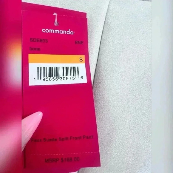 Commando Faux Suede Split Front Pant in Bone New W/Tag Size S - Picture 6 of 7